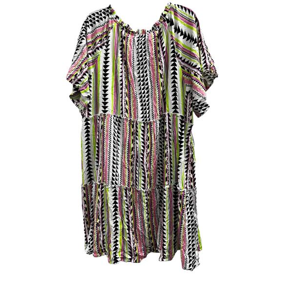 SAVANNA JANE pink black Aztec Cottagecore Boho dress NWT Plus sz 3XL - Picture 3 of 7